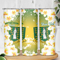 British Virgin Islands Day Personalised Skinny Tumbler Vigilate Plumeria Alba Coat Of Arms