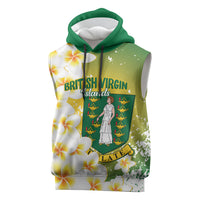 British Virgin Islands Day Personalised Sleeveless Hoodie Vigilate Plumeria Alba Coat Of Arms