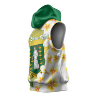 British Virgin Islands Day Personalised Sleeveless Hoodie Vigilate Plumeria Alba Coat Of Arms