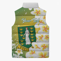 British Virgin Islands Day Personalised Sleeveless Puffer Jacket Vigilate Plumeria Alba Coat Of Arms
