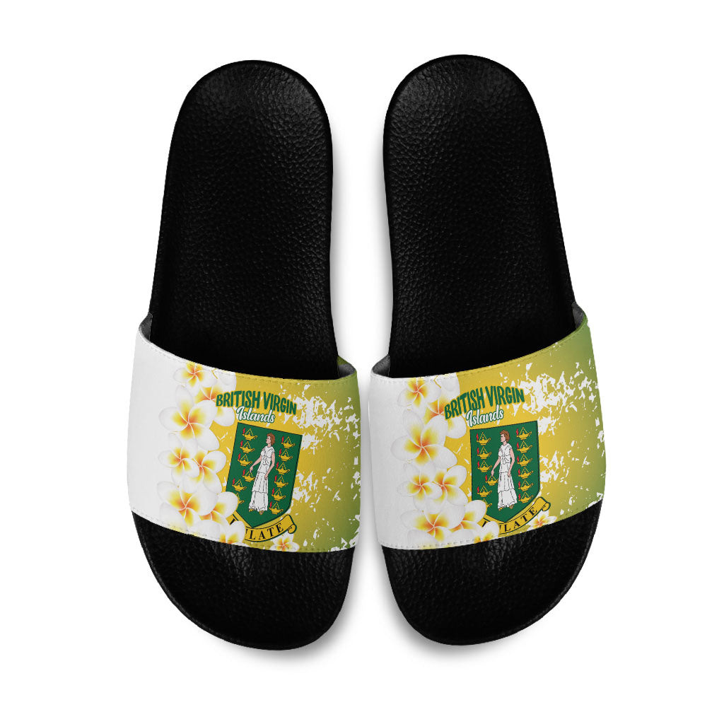 British Virgin Islands Day Slide Sandals Vigilate Plumeria Alba Coat Of Arms