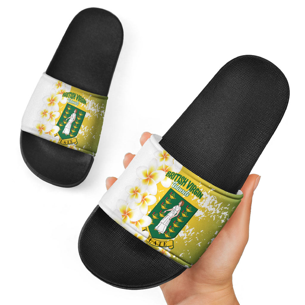 British Virgin Islands Day Slide Sandals Vigilate Plumeria Alba Coat Of Arms