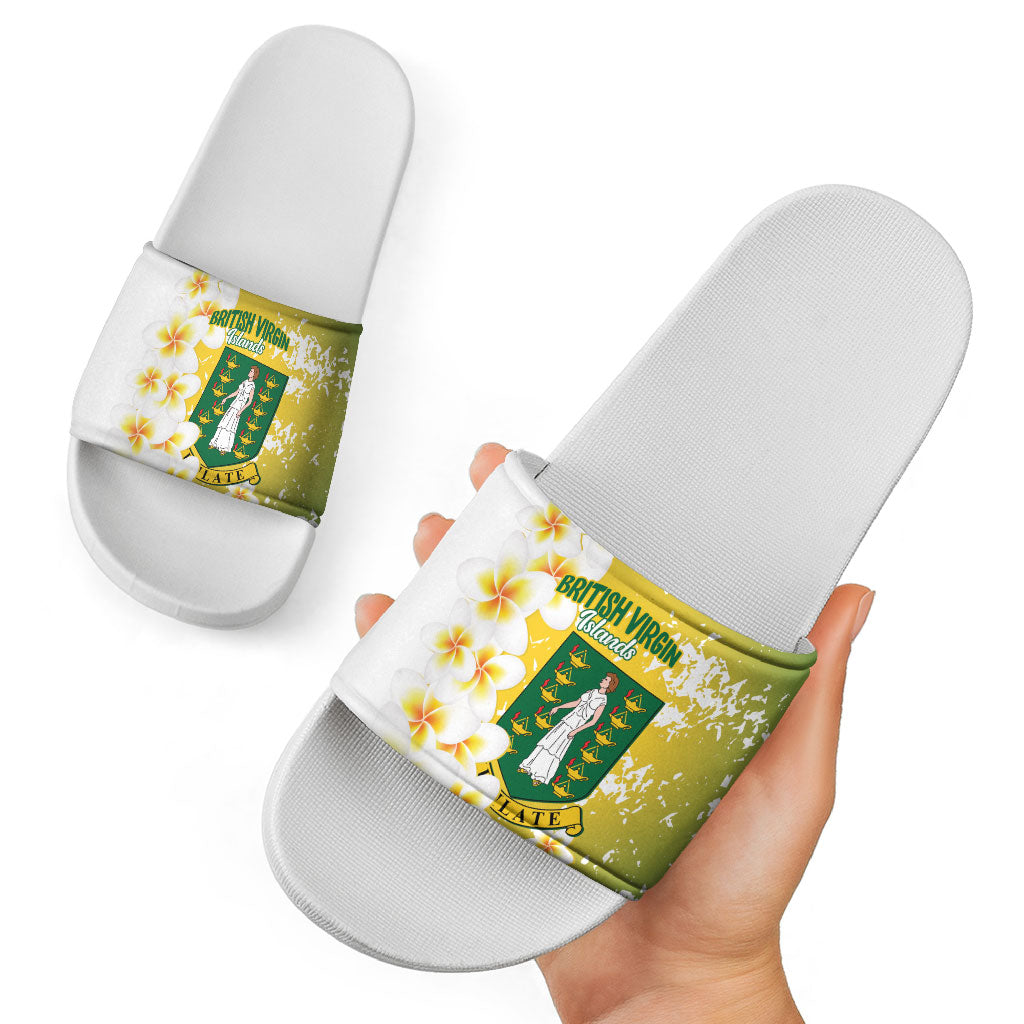 British Virgin Islands Day Slide Sandals Vigilate Plumeria Alba Coat Of Arms