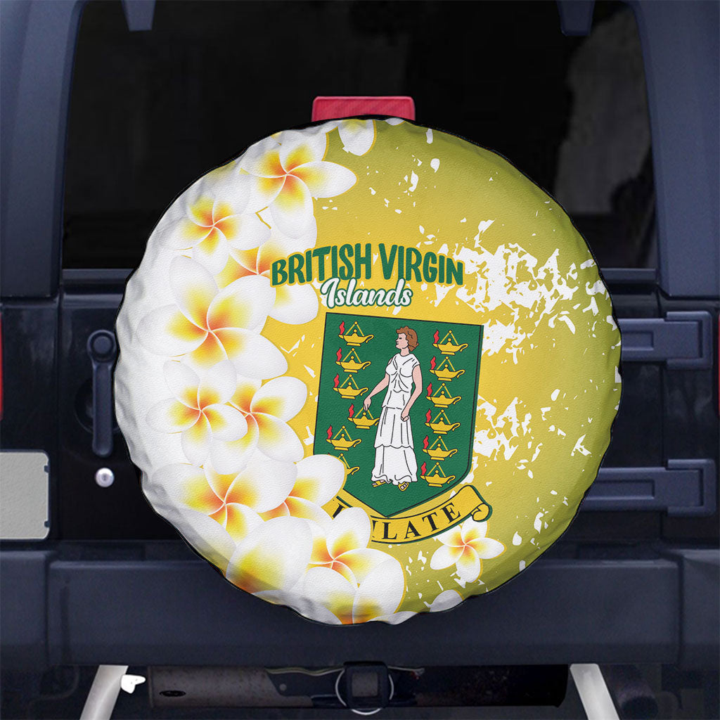 British Virgin Islands Day Spare Tire Cover Vigilate Plumeria Alba Coat Of Arms