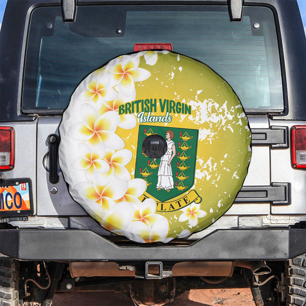 British Virgin Islands Day Spare Tire Cover Vigilate Plumeria Alba Coat Of Arms