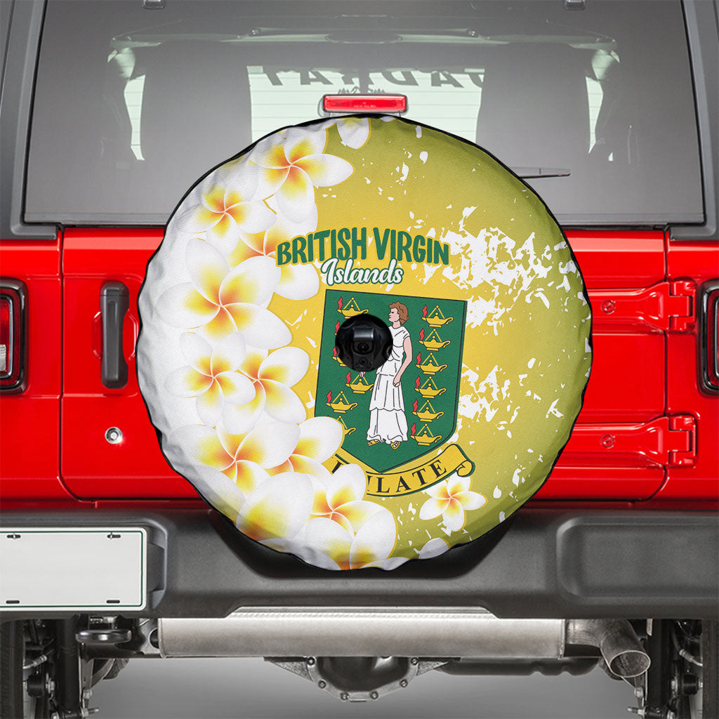 British Virgin Islands Day Spare Tire Cover Vigilate Plumeria Alba Coat Of Arms