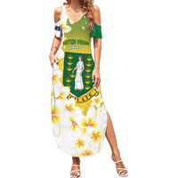 British Virgin Islands Day Personalised Summer Maxi Dress Vigilate Plumeria Alba Coat Of Arms