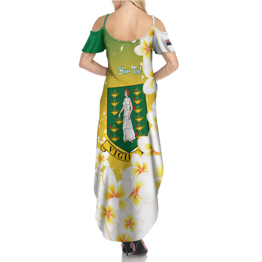 British Virgin Islands Day Personalised Summer Maxi Dress Vigilate Plumeria Alba Coat Of Arms
