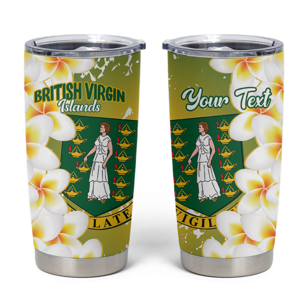 British Virgin Islands Day Personalised Tumbler Cup Vigilate Plumeria Alba Coat Of Arms