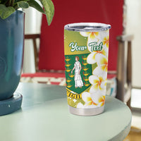 British Virgin Islands Day Personalised Tumbler Cup Vigilate Plumeria Alba Coat Of Arms