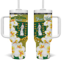 British Virgin Islands Day Personalised Tumbler With Handle Vigilate Plumeria Alba Coat Of Arms