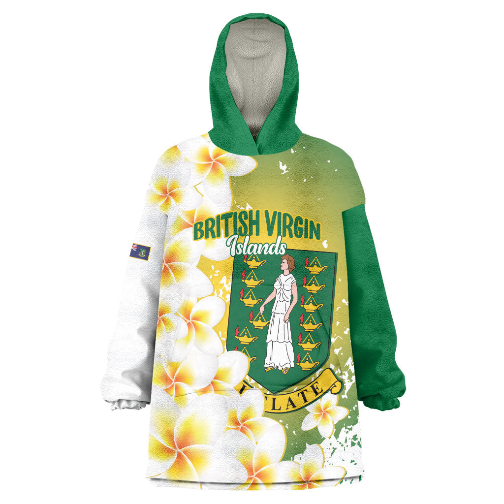 British Virgin Islands Day Personalised Wearable Blanket Hoodie Vigilate Plumeria Alba Coat Of Arms