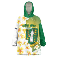 British Virgin Islands Day Personalised Wearable Blanket Hoodie Vigilate Plumeria Alba Coat Of Arms