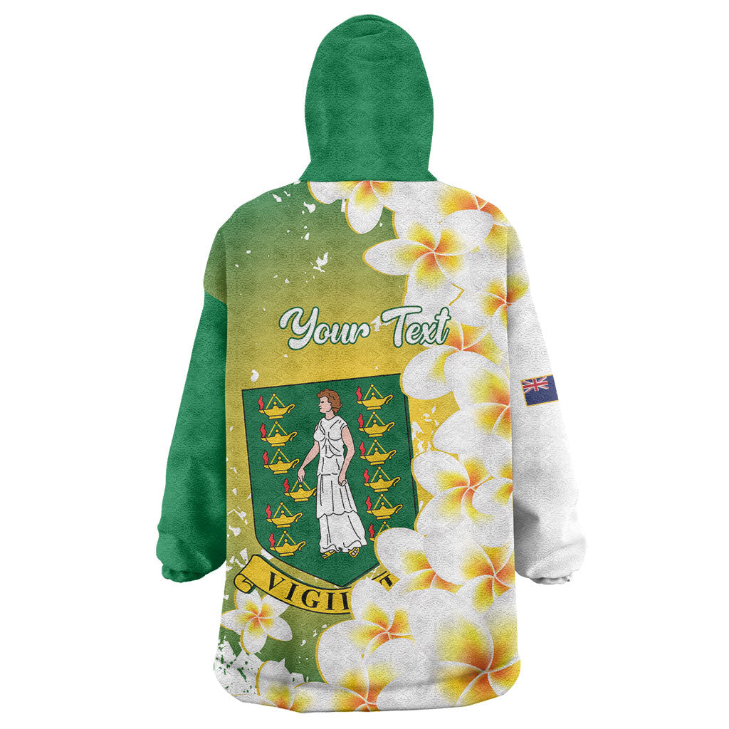 British Virgin Islands Day Personalised Wearable Blanket Hoodie Vigilate Plumeria Alba Coat Of Arms