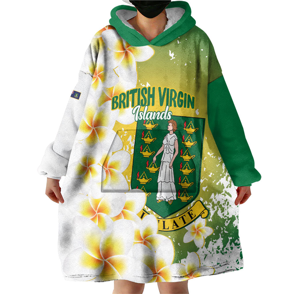 British Virgin Islands Day Personalised Wearable Blanket Hoodie Vigilate Plumeria Alba Coat Of Arms