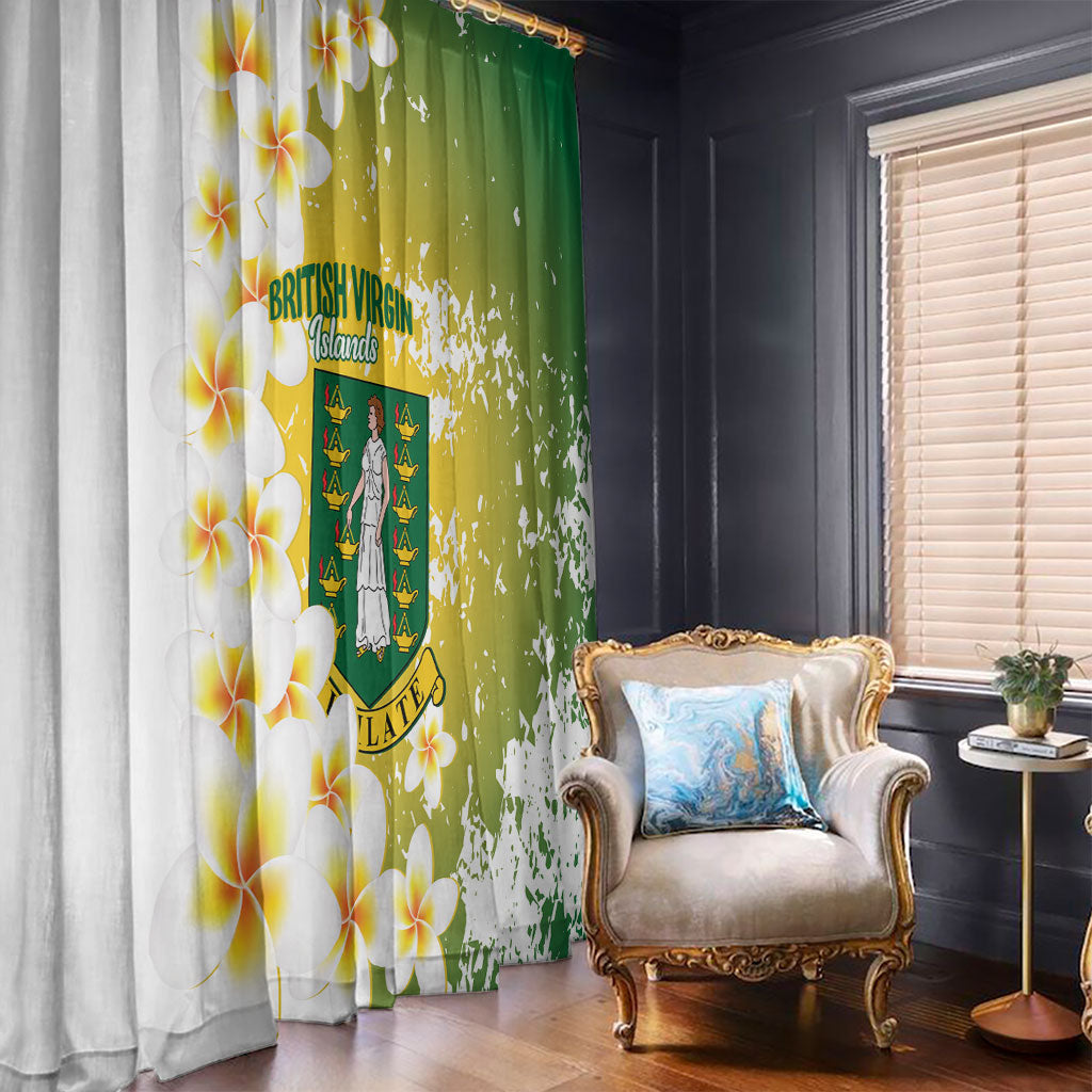British Virgin Islands Day Window Curtain Vigilate Plumeria Alba Coat Of Arms