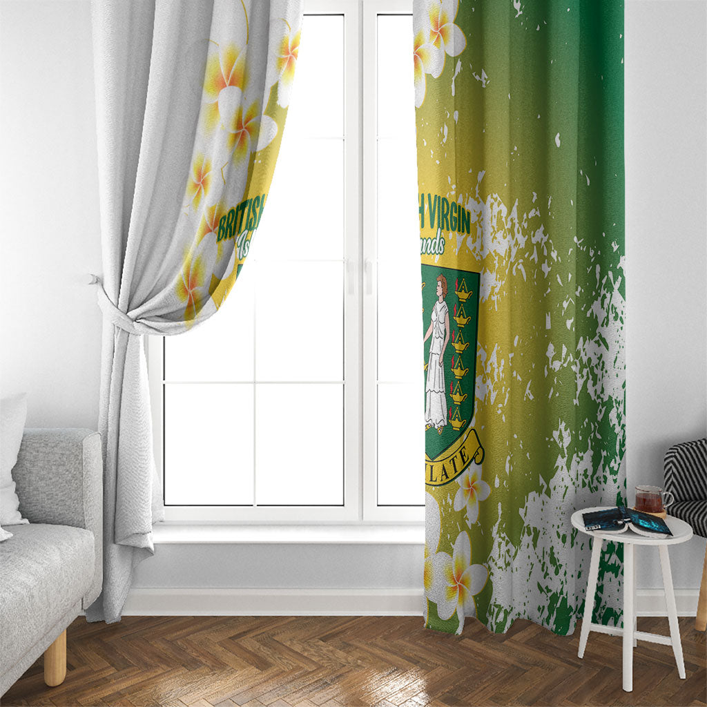 British Virgin Islands Day Window Curtain Vigilate Plumeria Alba Coat Of Arms