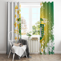 British Virgin Islands Day Window Curtain Vigilate Plumeria Alba Coat Of Arms