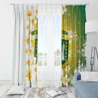 British Virgin Islands Day Window Curtain Vigilate Plumeria Alba Coat Of Arms