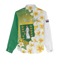 British Virgin Islands Day Personalised Women Casual Shirt Vigilate Plumeria Alba Coat Of Arms