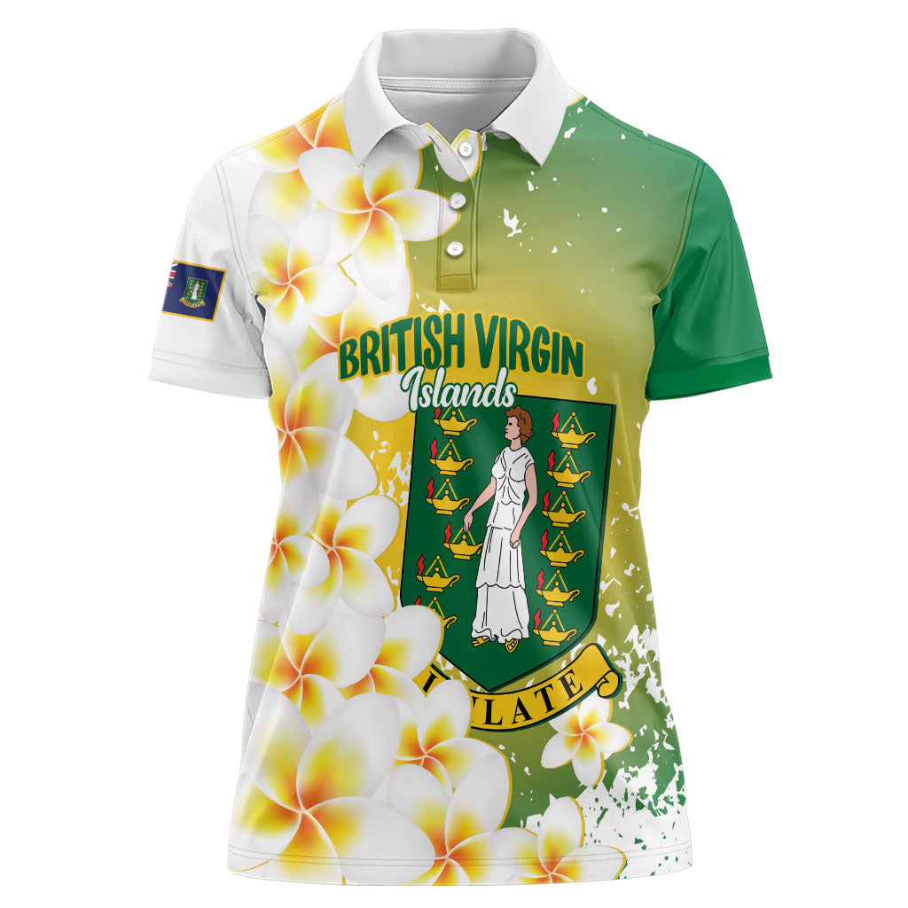 British Virgin Islands Day Personalised Women Polo Shirt Vigilate Plumeria Alba Coat Of Arms