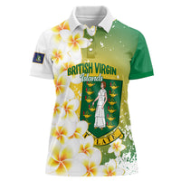 British Virgin Islands Day Personalised Women Polo Shirt Vigilate Plumeria Alba Coat Of Arms