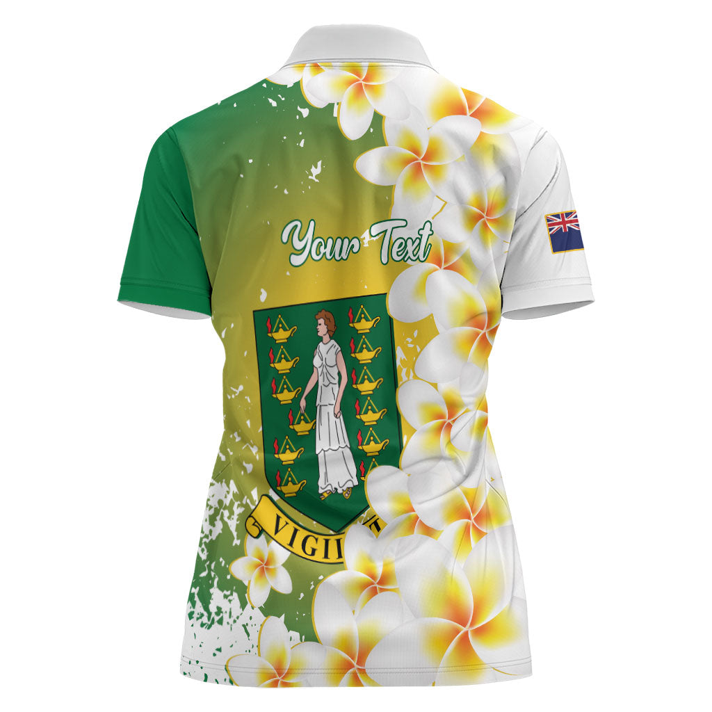 British Virgin Islands Day Personalised Women Polo Shirt Vigilate Plumeria Alba Coat Of Arms