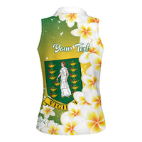 British Virgin Islands Day Personalised Women Sleeveless Polo Shirt Vigilate Plumeria Alba Coat Of Arms