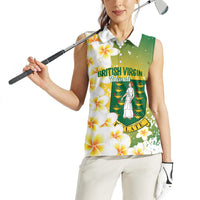 British Virgin Islands Day Personalised Women Sleeveless Polo Shirt Vigilate Plumeria Alba Coat Of Arms