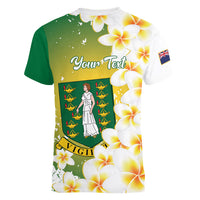British Virgin Islands Day Personalised Women V-Neck T-Shirt Vigilate Plumeria Alba Coat Of Arms