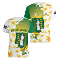 British Virgin Islands Day Personalised Women V-Neck T-Shirt Vigilate Plumeria Alba Coat Of Arms