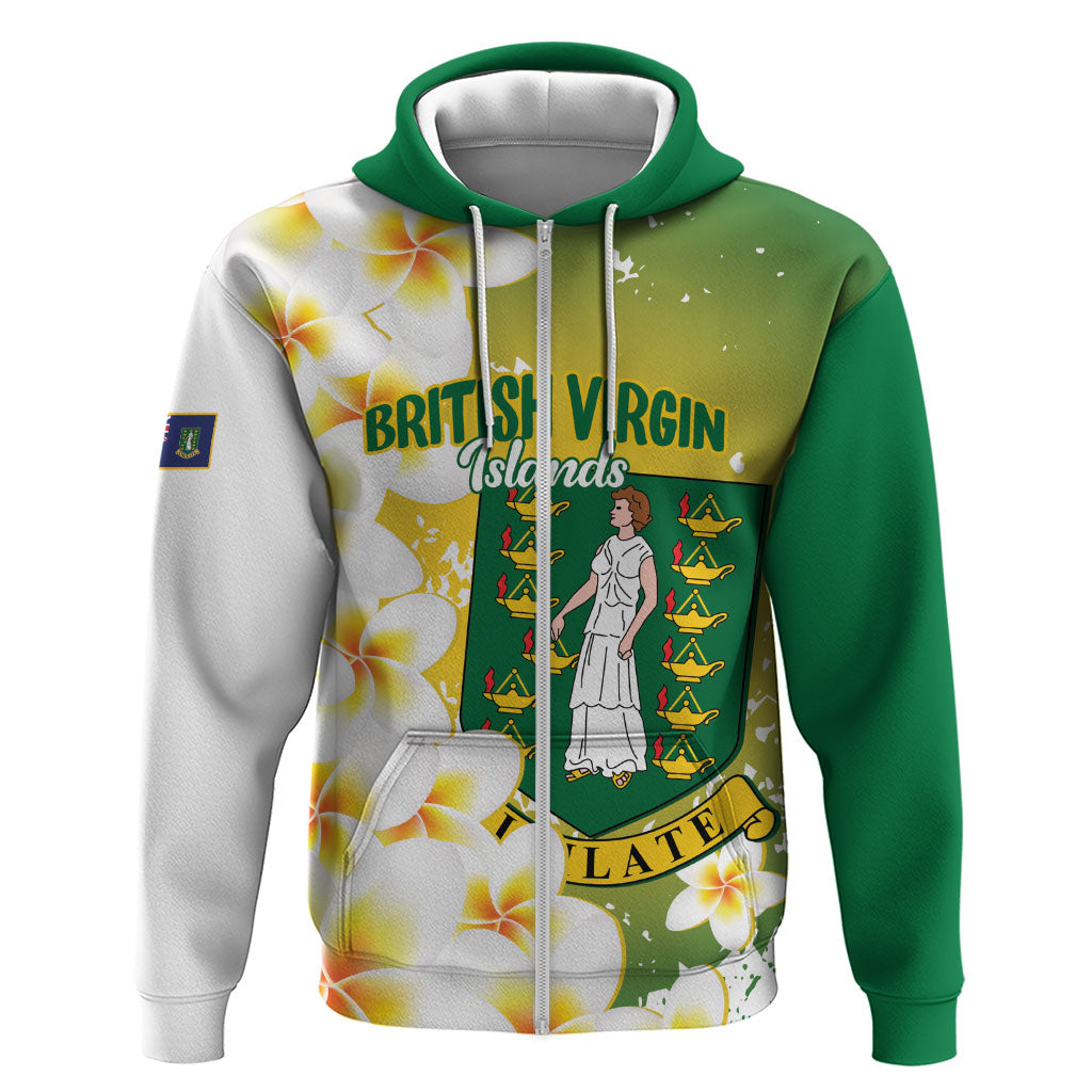 British Virgin Islands Day Personalised Zip Hoodie Vigilate Plumeria Alba Coat Of Arms