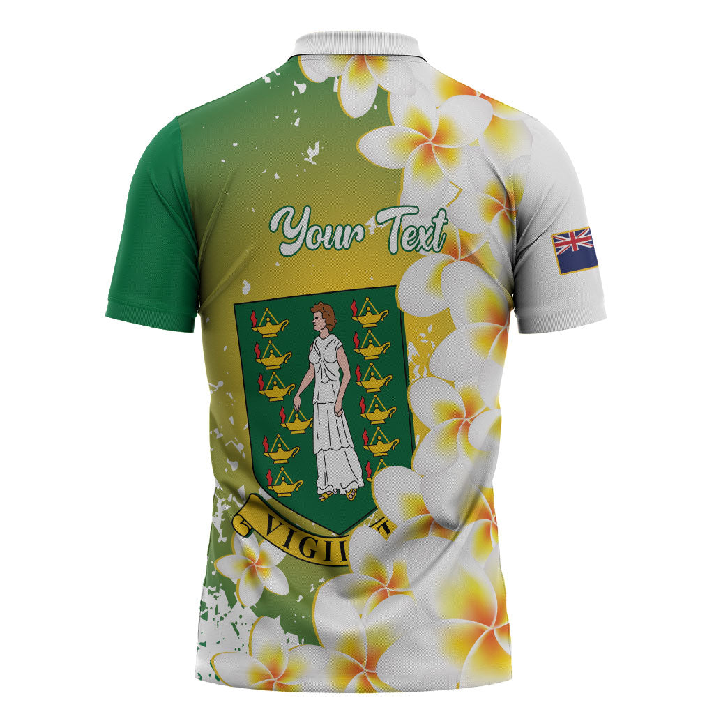British Virgin Islands Day Personalised Zipper Polo Shirt Vigilate Plumeria Alba Coat Of Arms