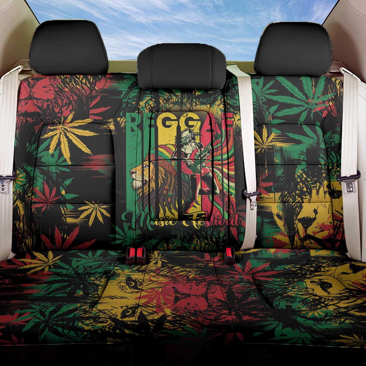Jamaica Reggae Festival Back Car Seat Cover One Love Rastafari Culture - Wonder Print Shop
