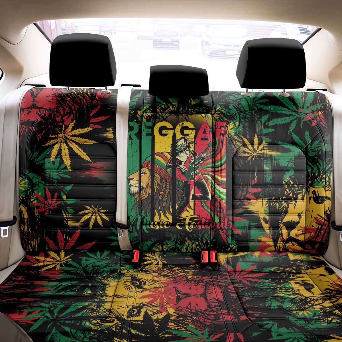 Jamaica Reggae Festival Back Car Seat Cover One Love Rastafari Culture - Wonder Print Shop