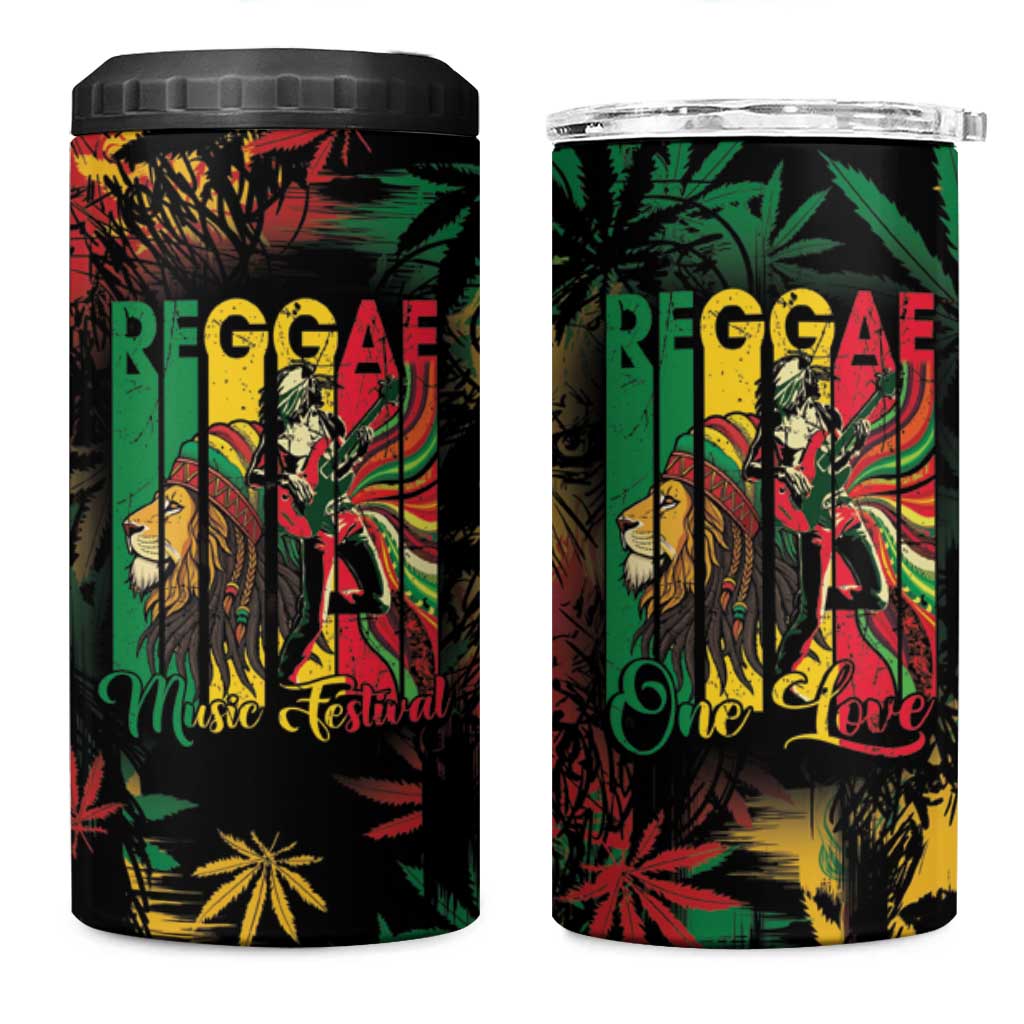 Jamaica Reggae Festival 4 in 1 Can Cooler Tumbler One Love Rastafari Culture - Wonder Print Shop
