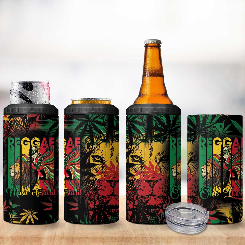 Jamaica Reggae Festival 4 in 1 Can Cooler Tumbler One Love Rastafari Culture - Wonder Print Shop