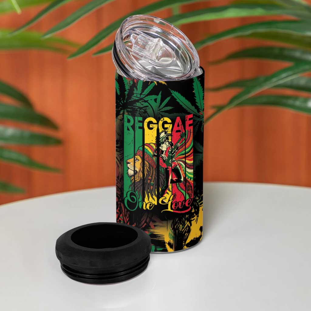 Jamaica Reggae Festival 4 in 1 Can Cooler Tumbler One Love Rastafari Culture - Wonder Print Shop