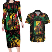 Jamaica Reggae Festival Couples Matching Long Sleeve Bodycon Dress and Hawaiian Shirt One Love Rastafari Culture - Wonder Print Shop
