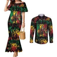 Jamaica Reggae Festival Couples Matching Mermaid Dress and Long Sleeve Button Shirt One Love Rastafari Culture - Wonder Print Shop