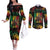 Jamaica Reggae Festival Couples Matching Off The Shoulder Long Sleeve Dress and Long Sleeve Button Shirt One Love Rastafari Culture - Wonder Print Shop