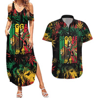 Jamaica Reggae Festival Couples Matching Summer Maxi Dress and Hawaiian Shirt One Love Rastafari Culture - Wonder Print Shop