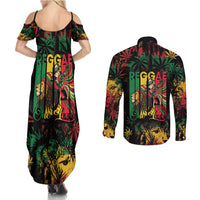 Jamaica Reggae Festival Couples Matching Summer Maxi Dress and Long Sleeve Button Shirt One Love Rastafari Culture - Wonder Print Shop