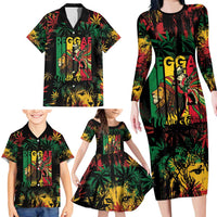 Jamaica Reggae Festival Family Matching Long Sleeve Bodycon Dress and Hawaiian Shirt One Love Rastafari Culture - Wonder Print Shop