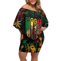 Jamaica Reggae Festival Family Matching Off Shoulder Short Dress and Hawaiian Shirt One Love Rastafari Culture - Wonder Print Shop