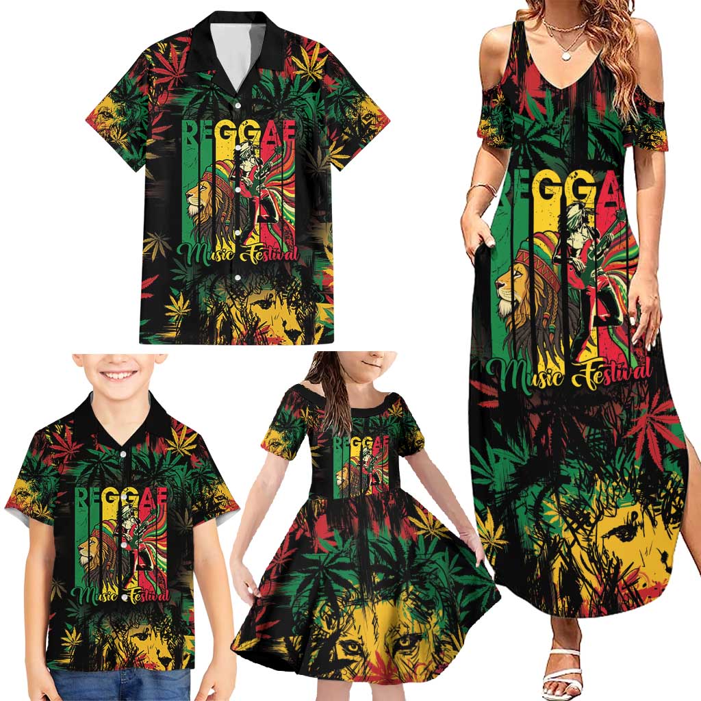 Jamaica Reggae Festival Family Matching Summer Maxi Dress and Hawaiian Shirt One Love Rastafari Culture - Wonder Print Shop
