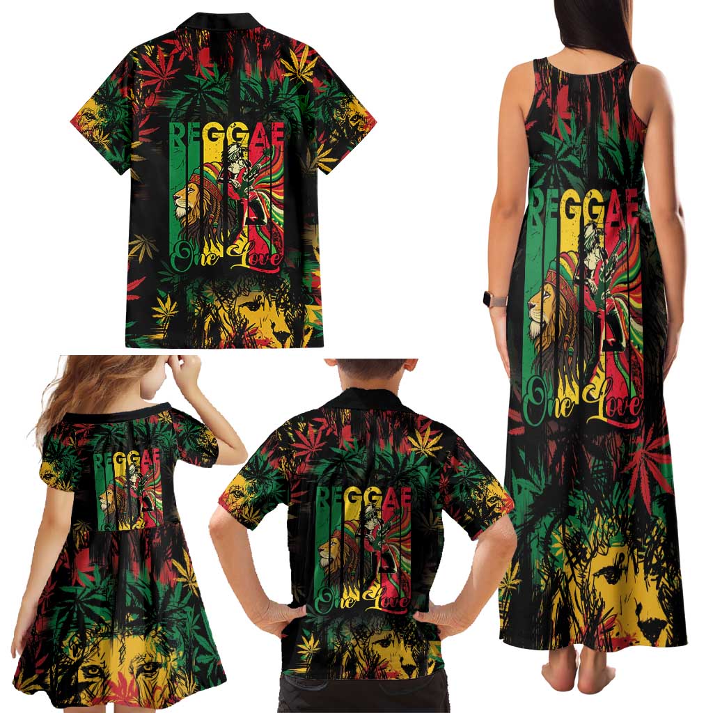 Jamaica Reggae Festival Family Matching Tank Maxi Dress and Hawaiian Shirt One Love Rastafari Culture - Wonder Print Shop