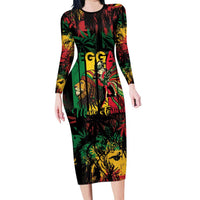 Jamaica Reggae Festival Long Sleeve Bodycon Dress One Love Rastafari Culture - Wonder Print Shop