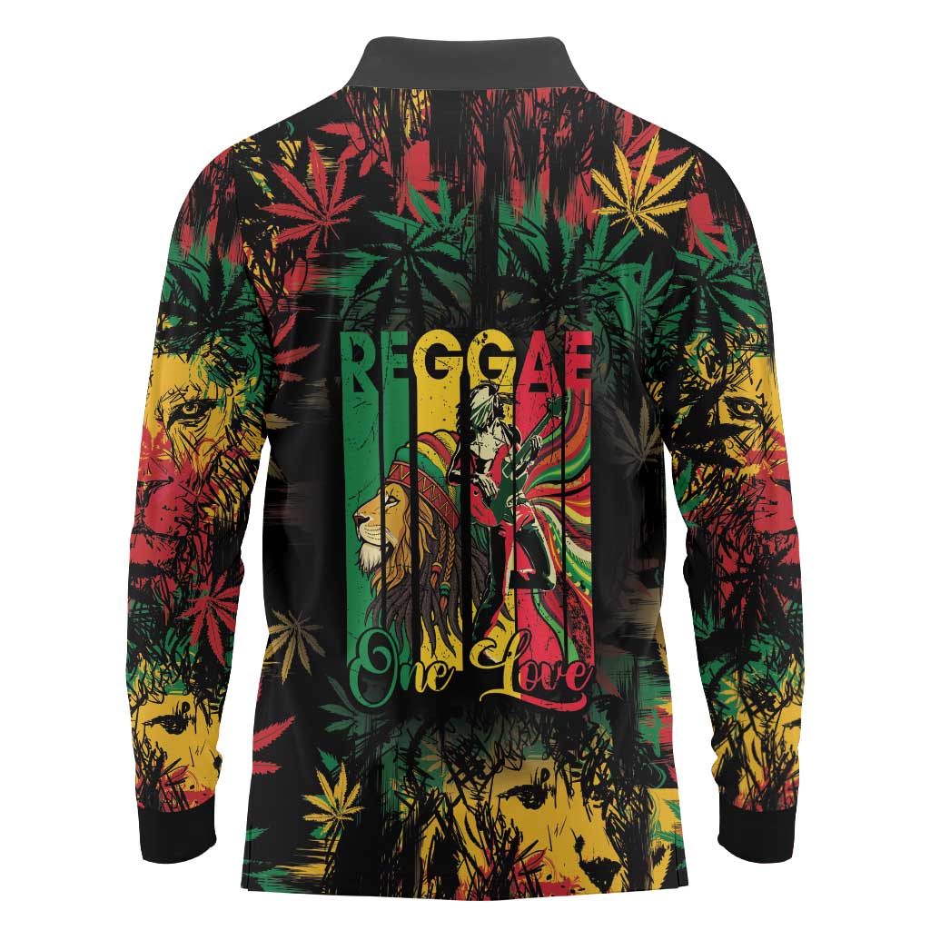 Jamaica Reggae Festival Long Sleeve Polo Shirt One Love Rastafari Culture - Wonder Print Shop