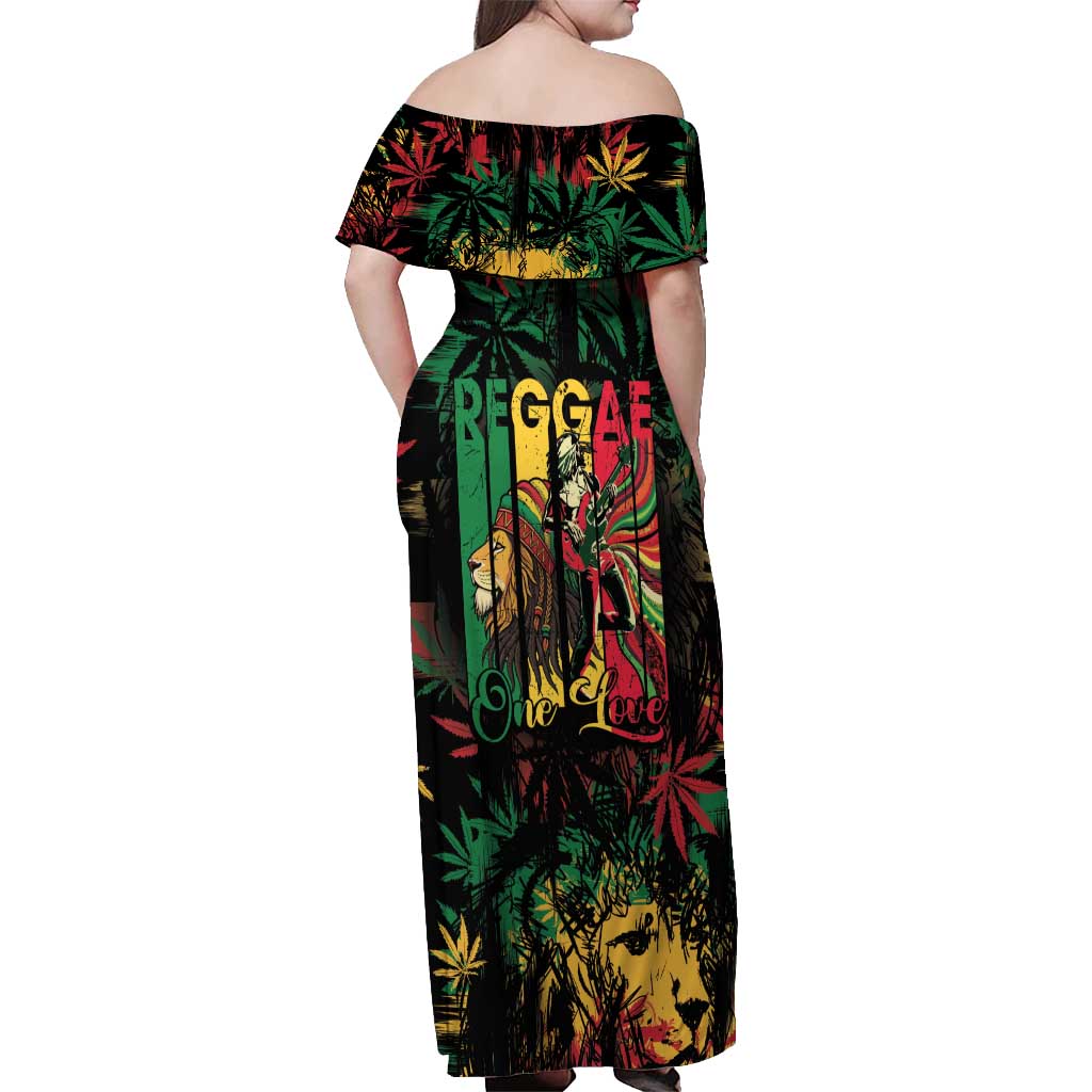 Jamaica Reggae Festival Off Shoulder Maxi Dress One Love Rastafari Culture - Wonder Print Shop